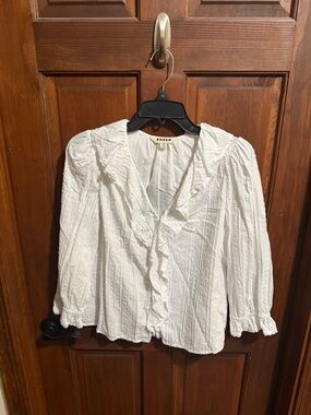 Boden Eliza Ruffle V-Neck Blouse Size 8